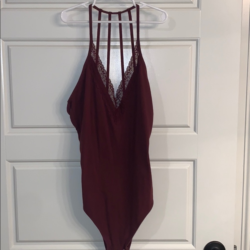 Maroon body suit